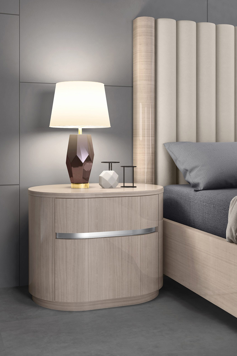 Whiteline - Waves Nightstand in Beige