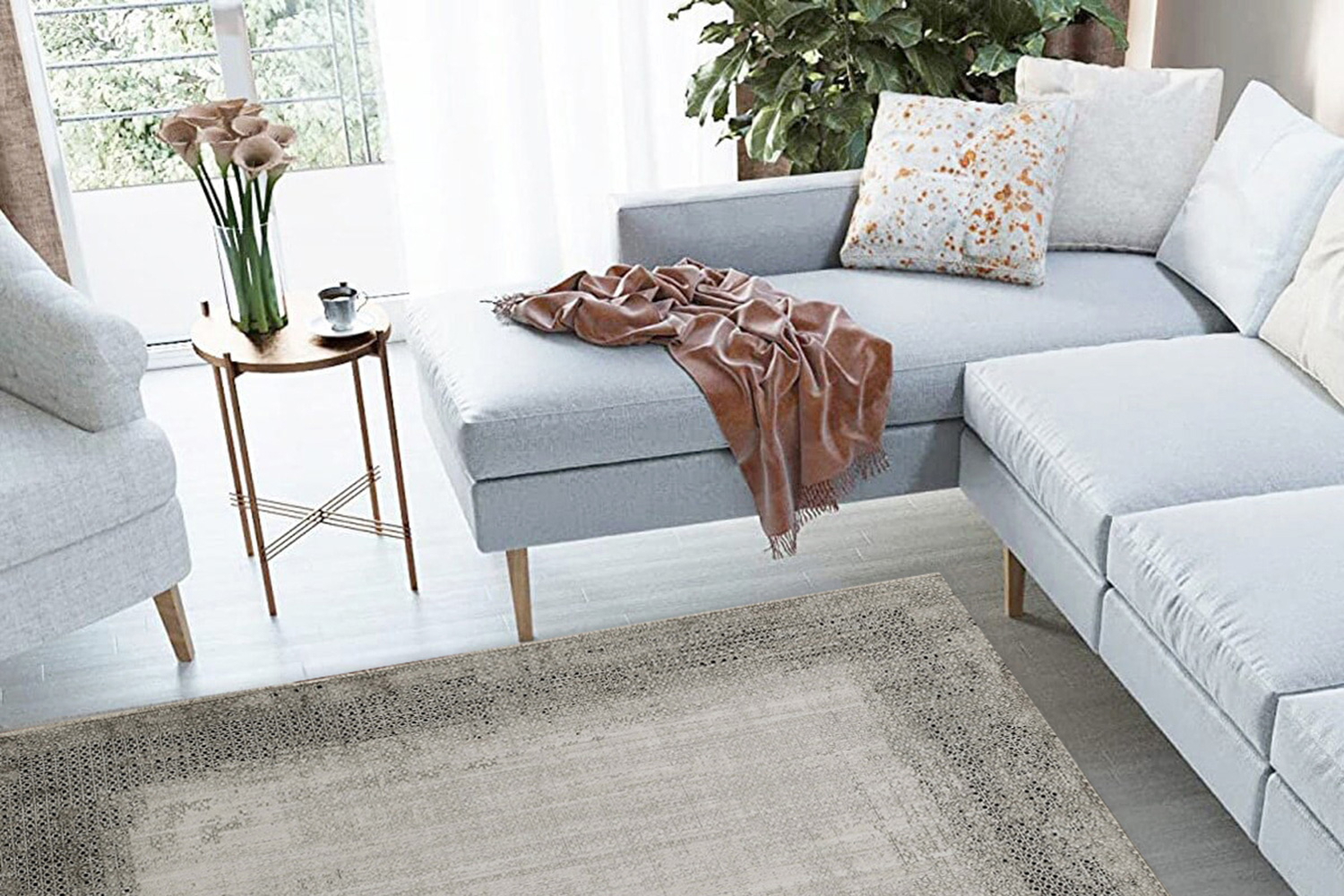 Whiteline™ Ada Rug - Beige/Gray, W 95"