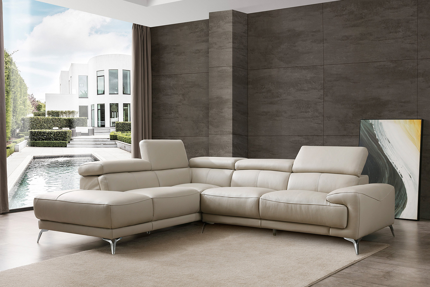 Whiteline Fabiola Sectional - Light Gray, Left-Chaise