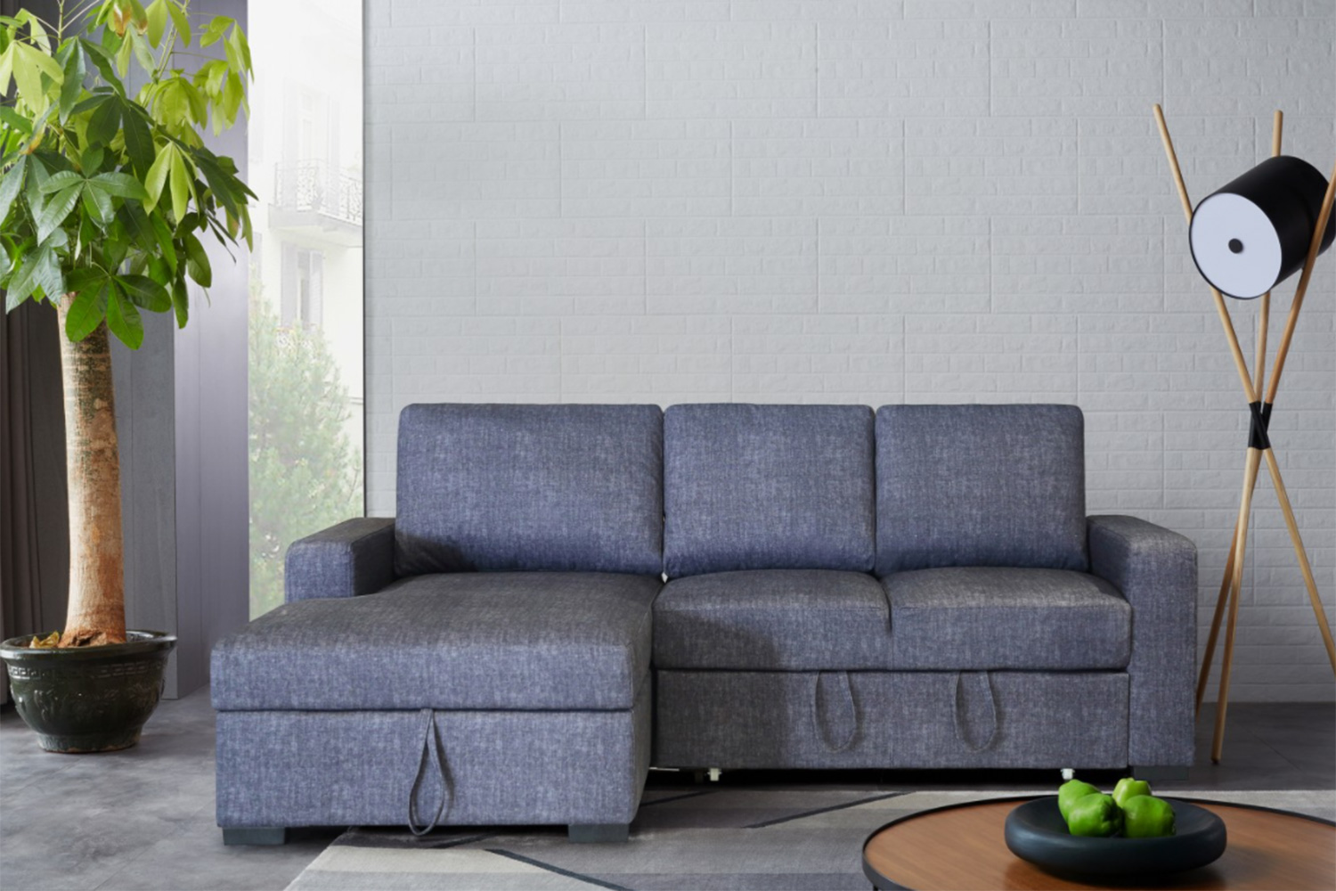 Whiteline Elga Sectional - Dark Gray, Left-Chaise