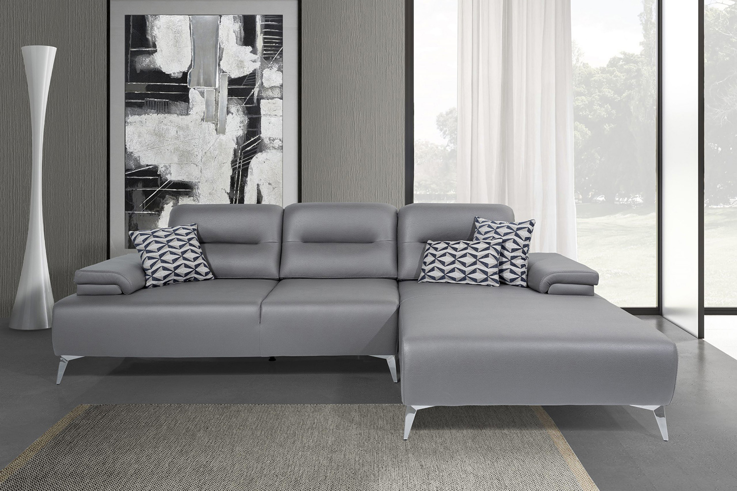 Whiteline - Ruslan Sectional in Light Gray