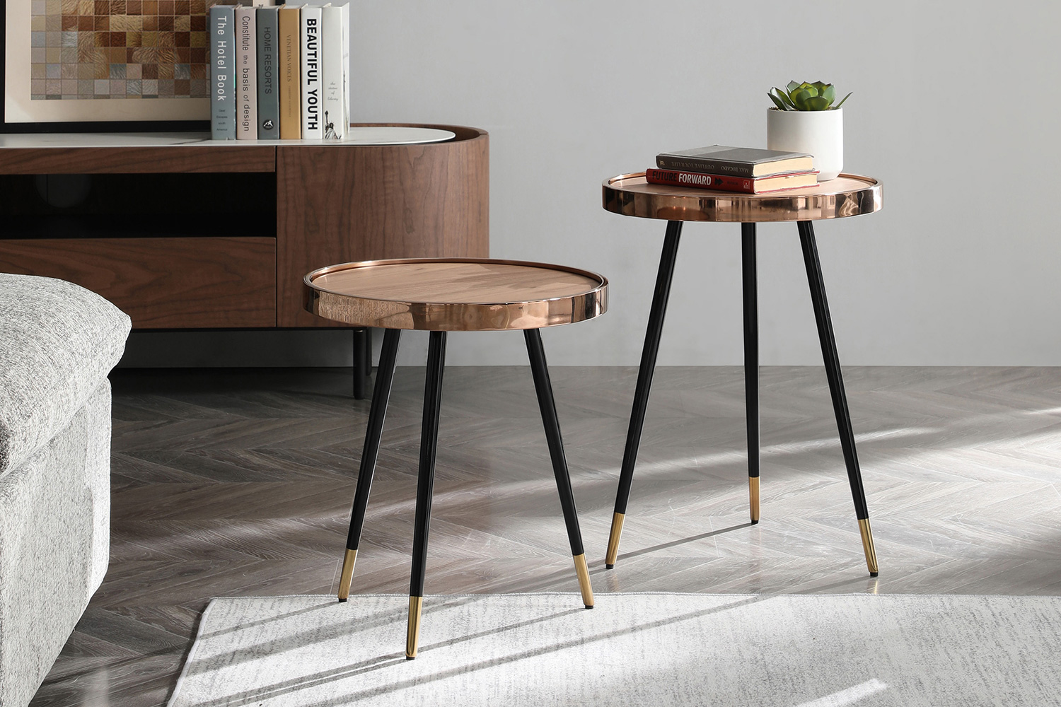 Whiteline Meli Large Side Table - Walnut/Black