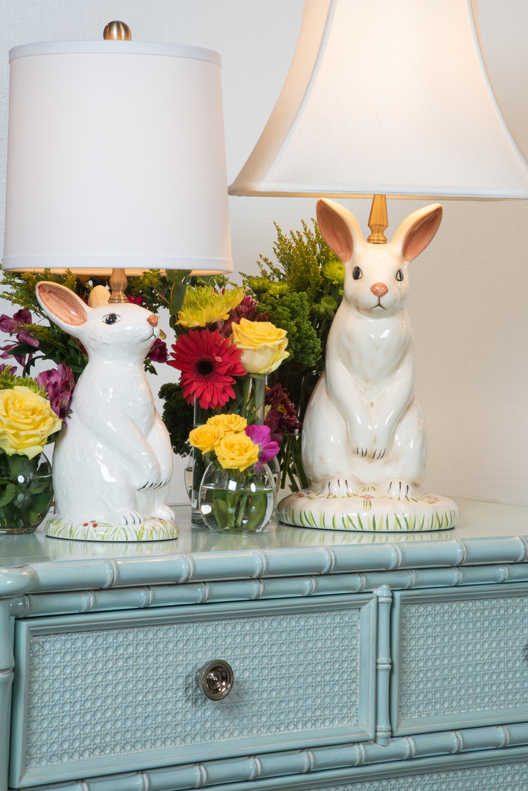 Wildwood - Dignified Rabbit Lamp in Hand Decorated, Large