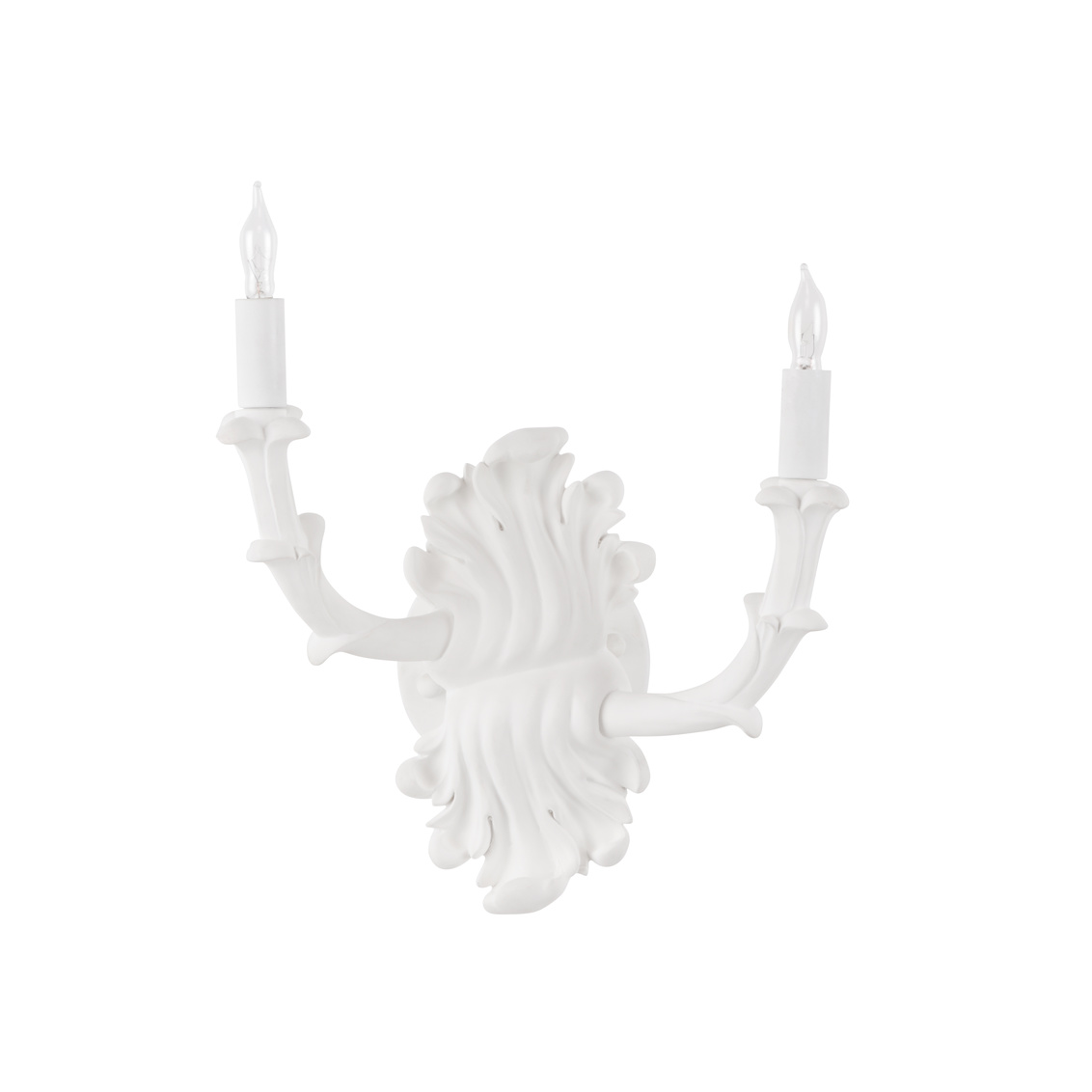 Wildwood - Roche Plaster Double Arm Sconce in White Plaster, Composite