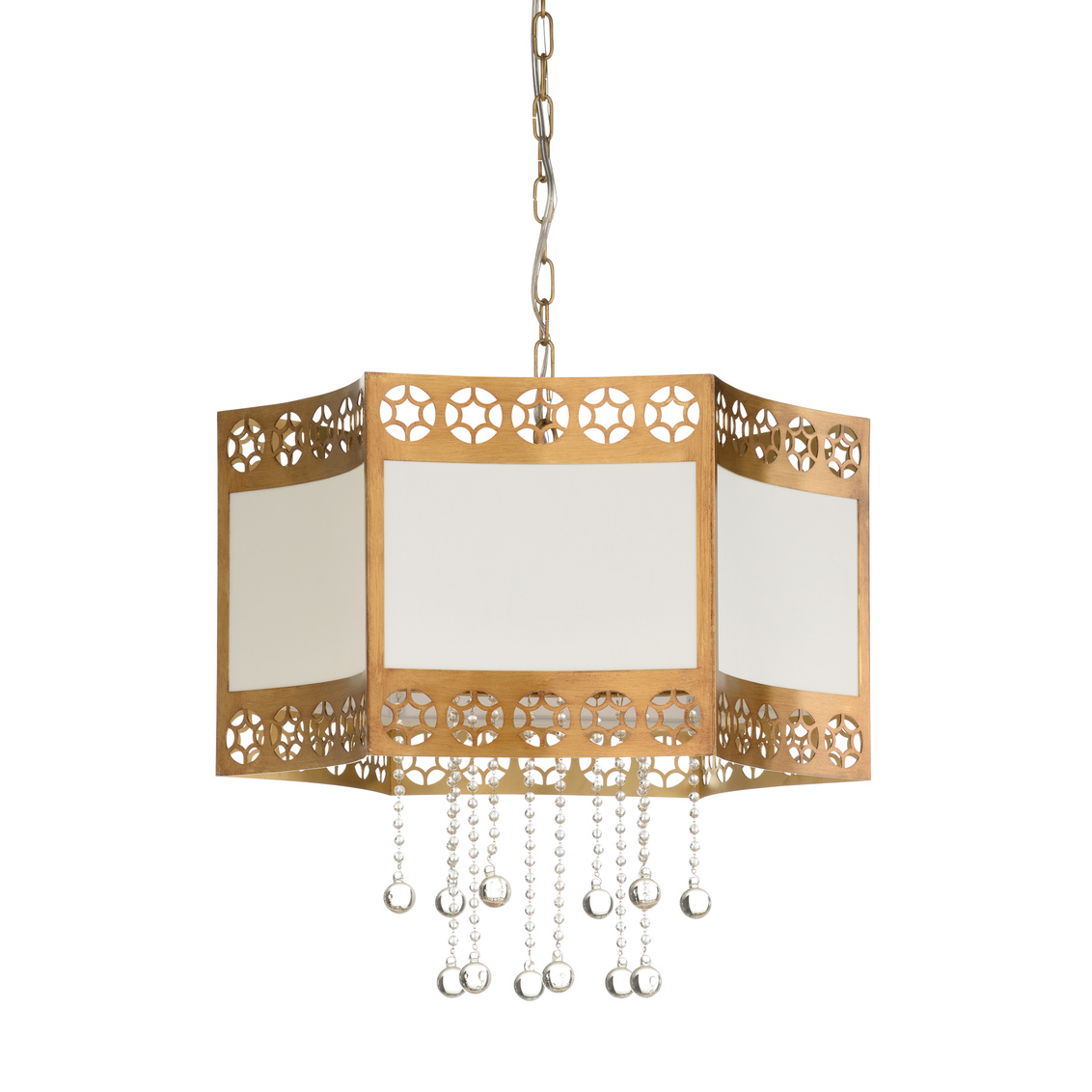 Wildwood - Golden Glory Chandelier in Antique Brass/Off White/Clear, Metal