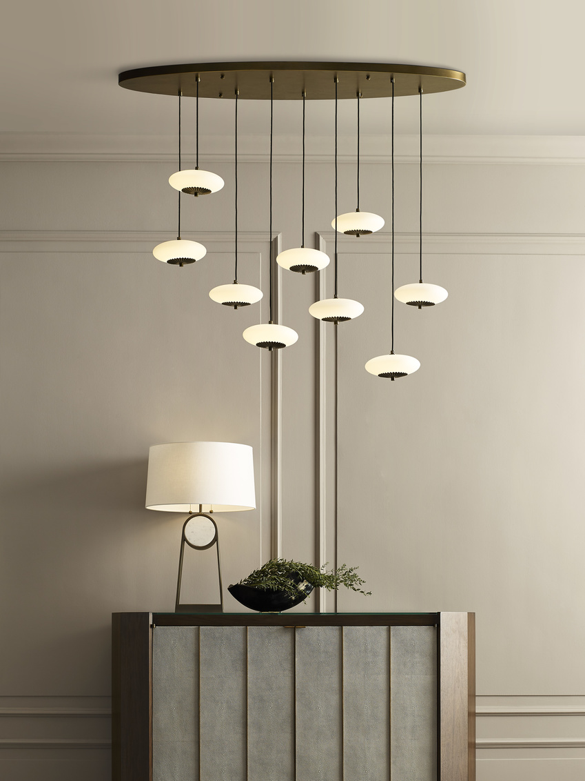 Wildwood - Emmons Lamp in Metal/Honed Carrera, Metal