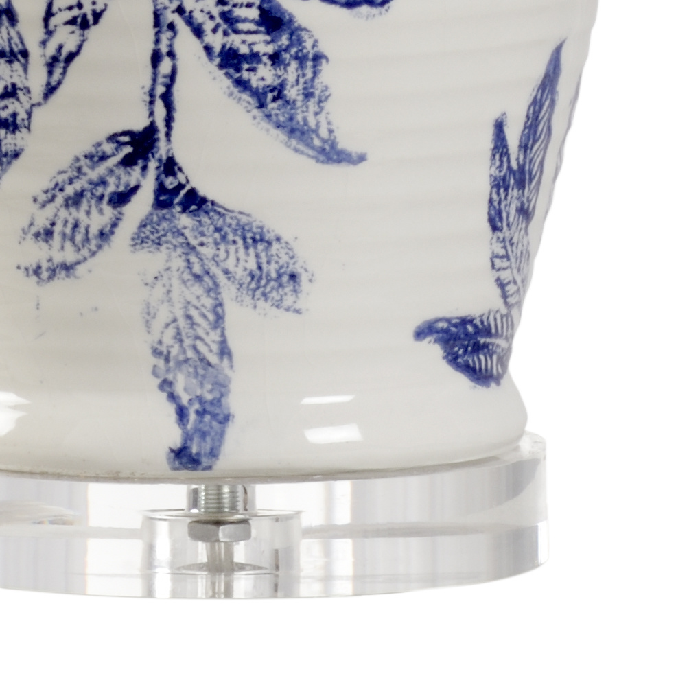 Wildwood - Ashley I Lamp in White/Blue Glaze, Ceramic/Porcelain