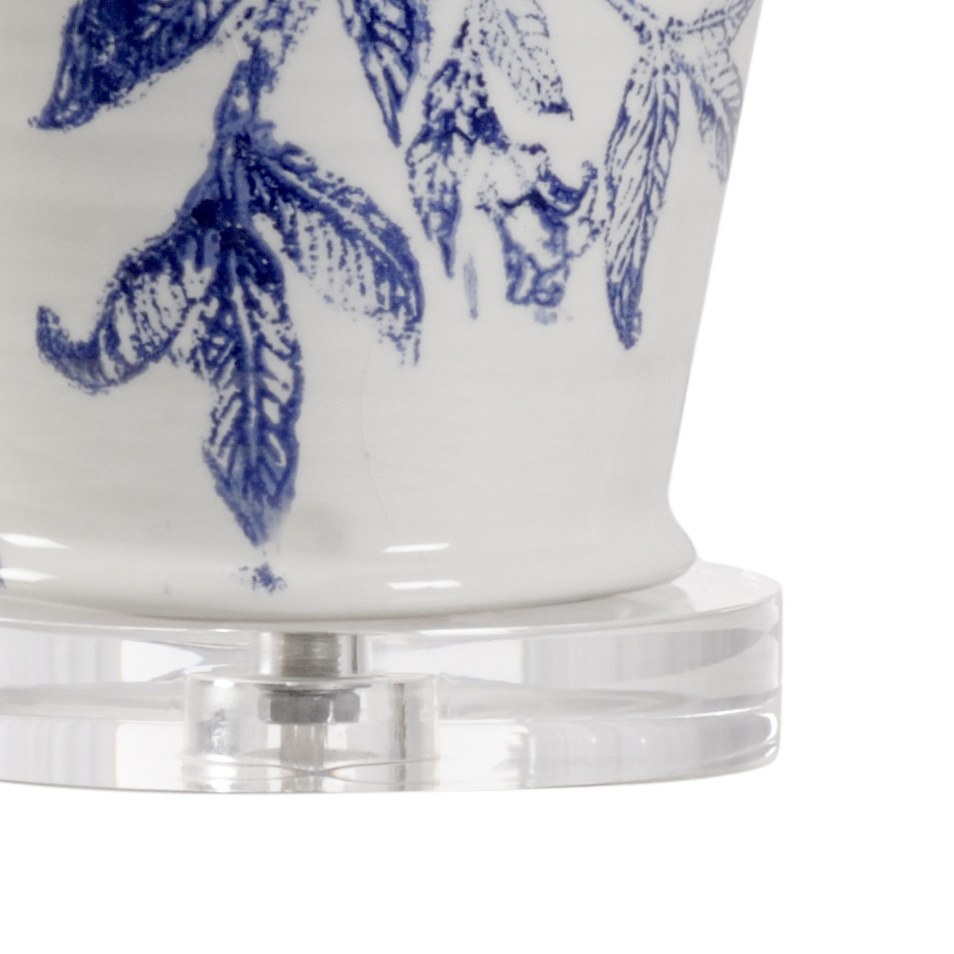 Wildwood - Ashley II Lamp in White/Blue Glaze, Ceramic/Porcelain