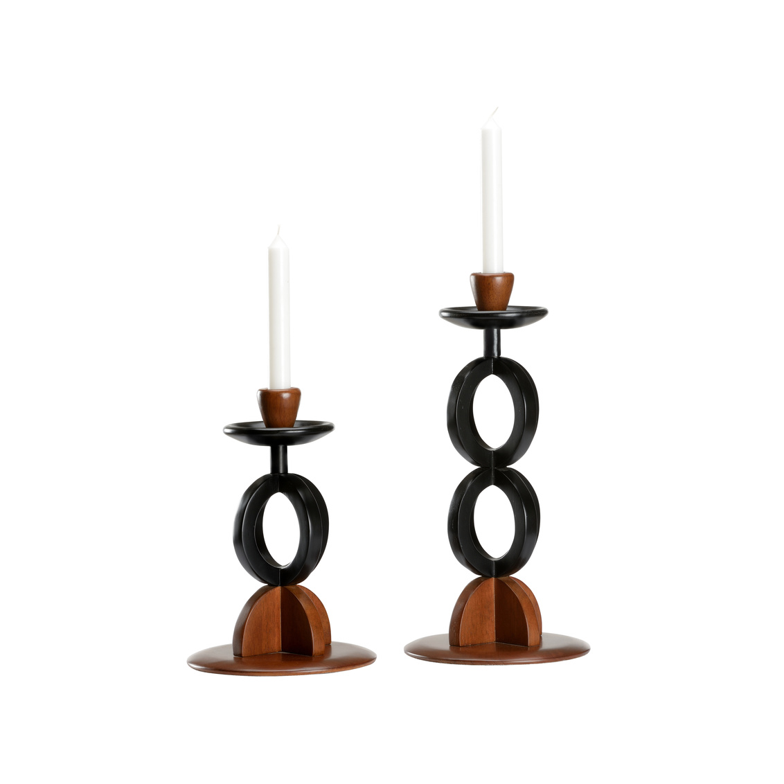 Wildwood - Kate Candlesticks in Walnut/Black Lacquer, Wood