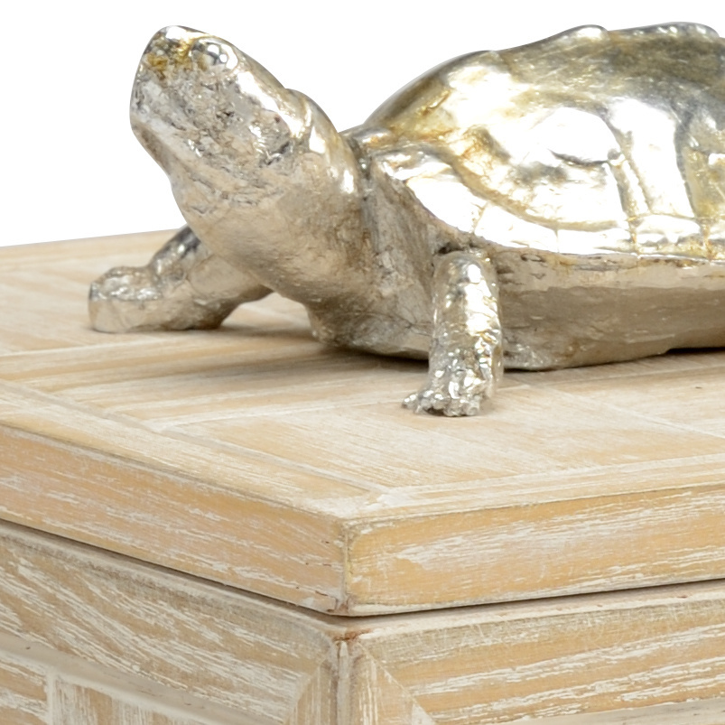 Wildwood Tortoise Box - Whitewashed/Nickel, Small