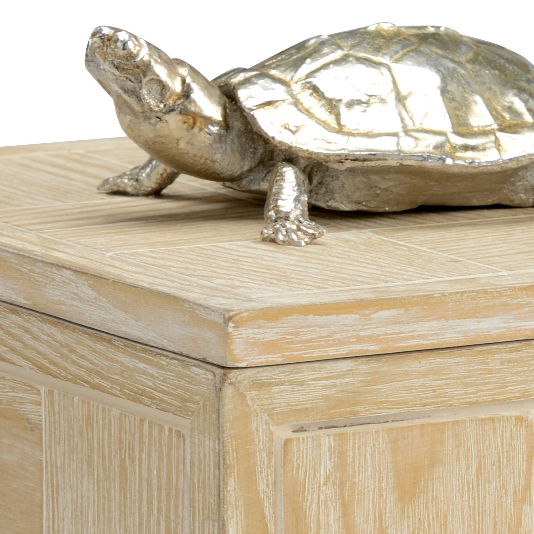 Wildwood Tortoise Box - Whitewashed/Nickel, Large