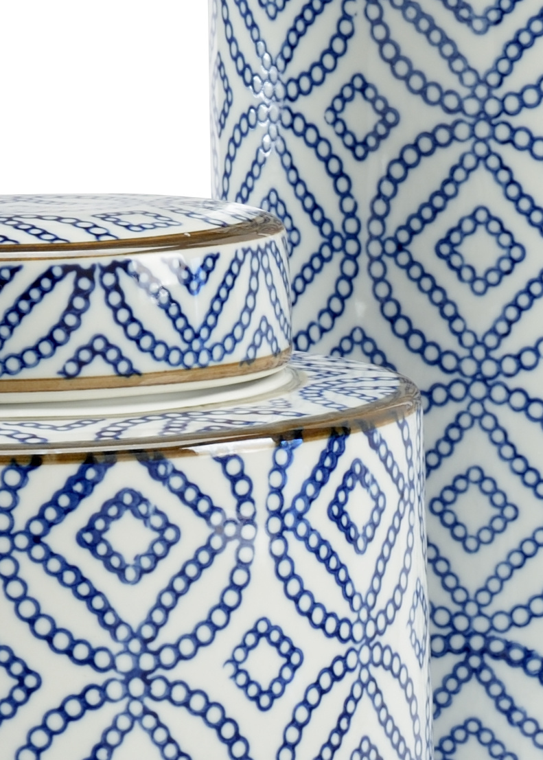 Wildwood - Thelma Canisters (S3) in Blue/White Glaze, Porcelain