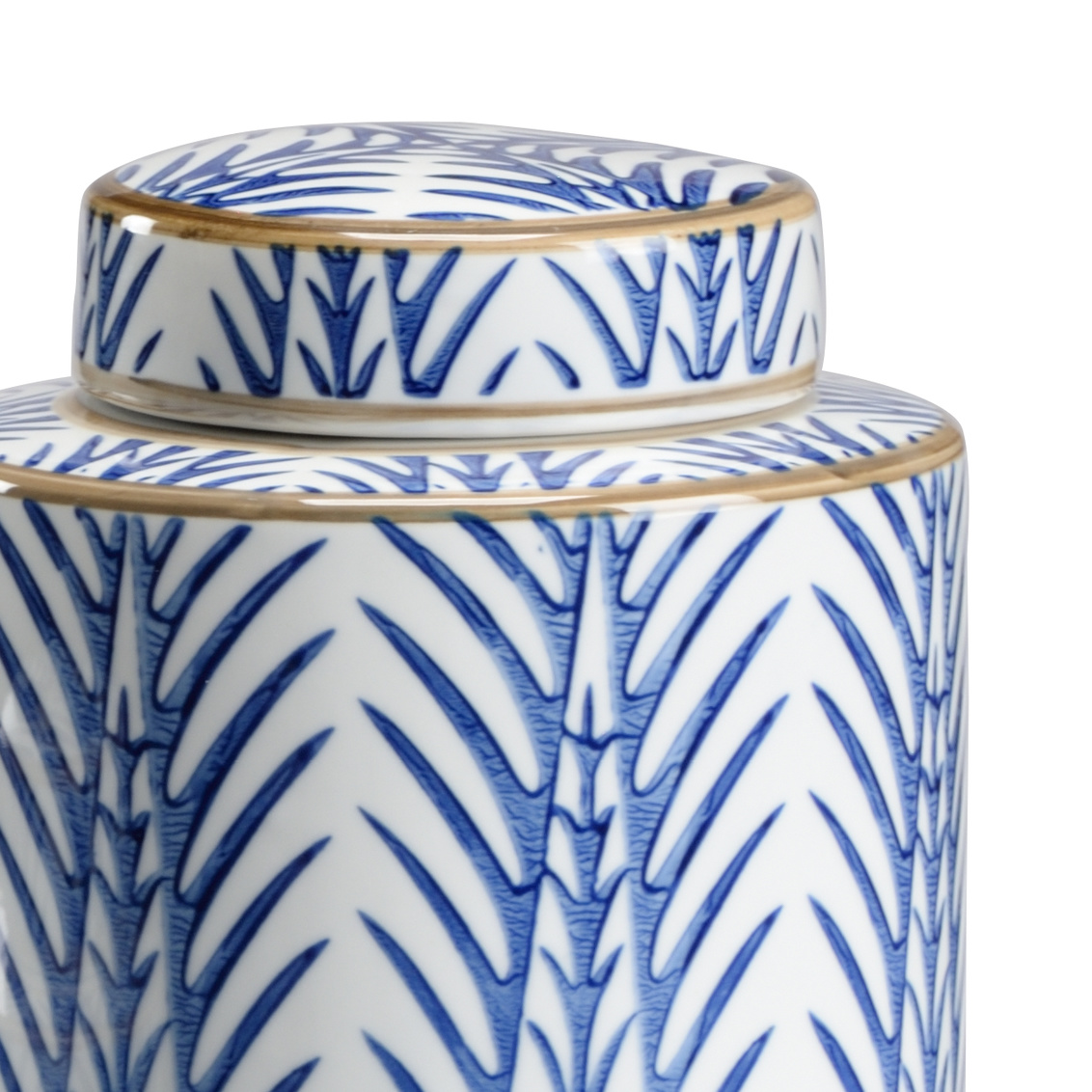 Wildwood - Fronds Canisters (S3) in Blue/White Glaze, Porcelain