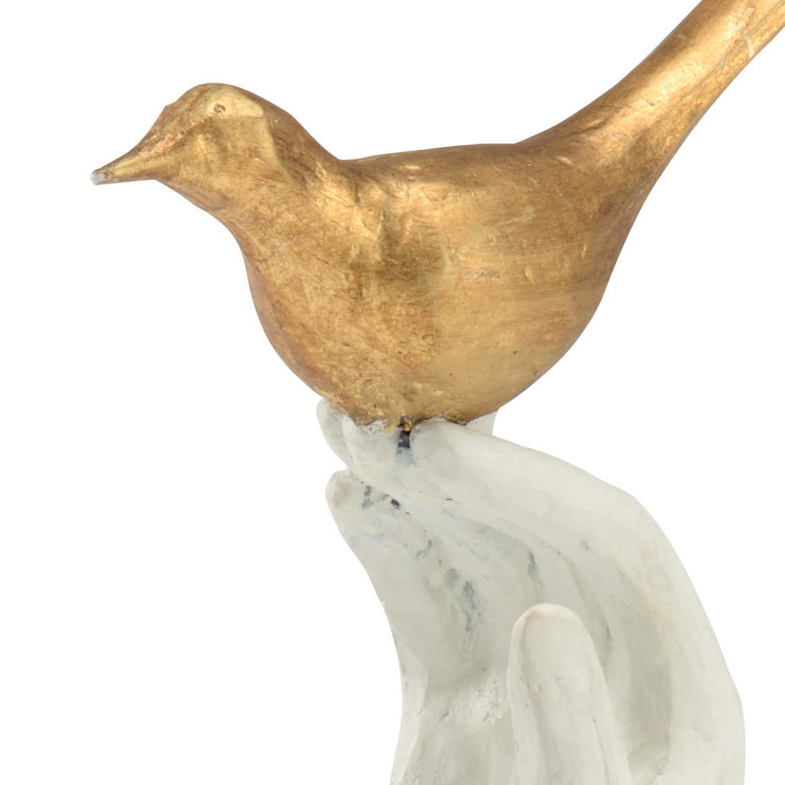 Wildwood - Bird In The Hand Sculpture in Gold Leaf/White, Iron