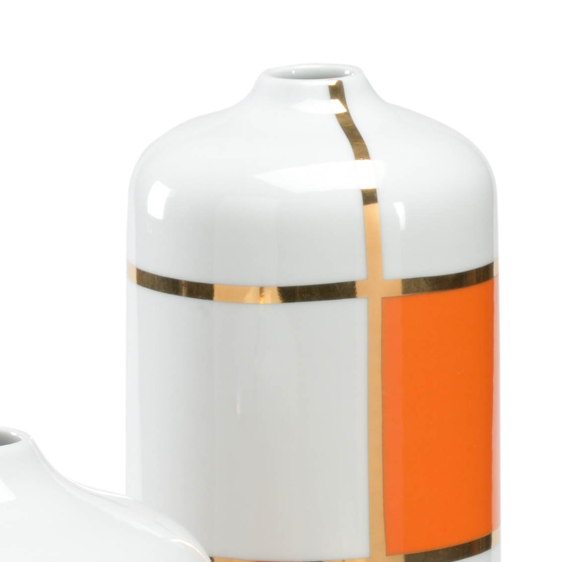 Wildwood - Massaro Canisters (S3) in Orange Decal/Gold/White Glaze, Ceramic/Porcelain