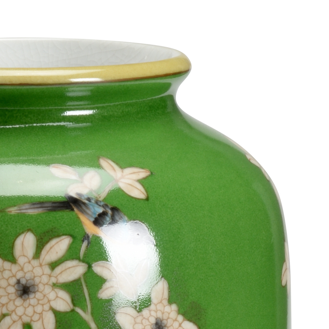 Wildwood - Brook Glen Birds Vase in Green Glaze, Ceramic/Porcelain