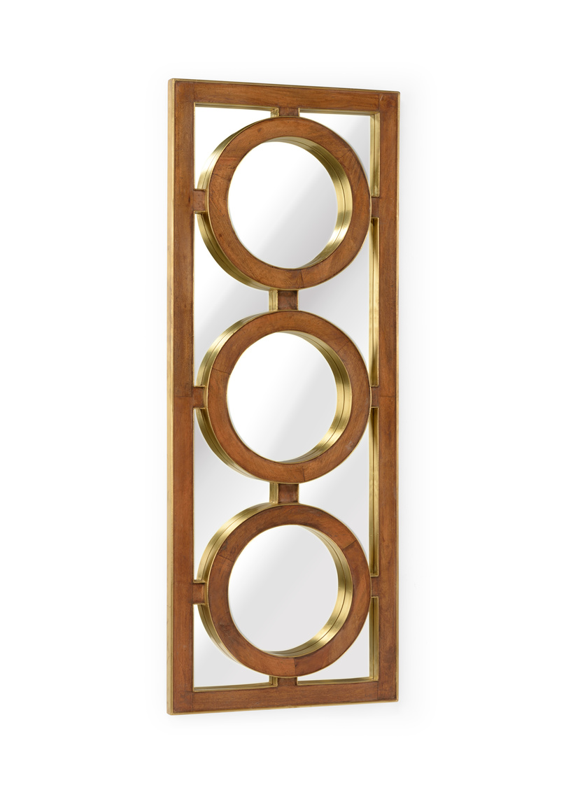 Wildwood - Oso Tall Mirror in Pecan/Brass Clad/Clear/Plain, Wood/Mirror