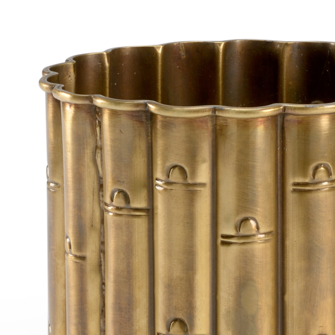 Wildwood - Brass Bamboo Planter in Antique, Small