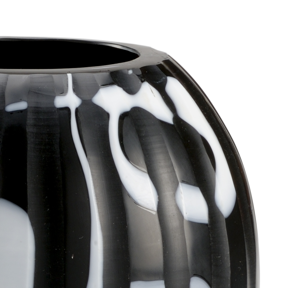 Wildwood Midnight Oil Vase - Black/White/Cut, Small