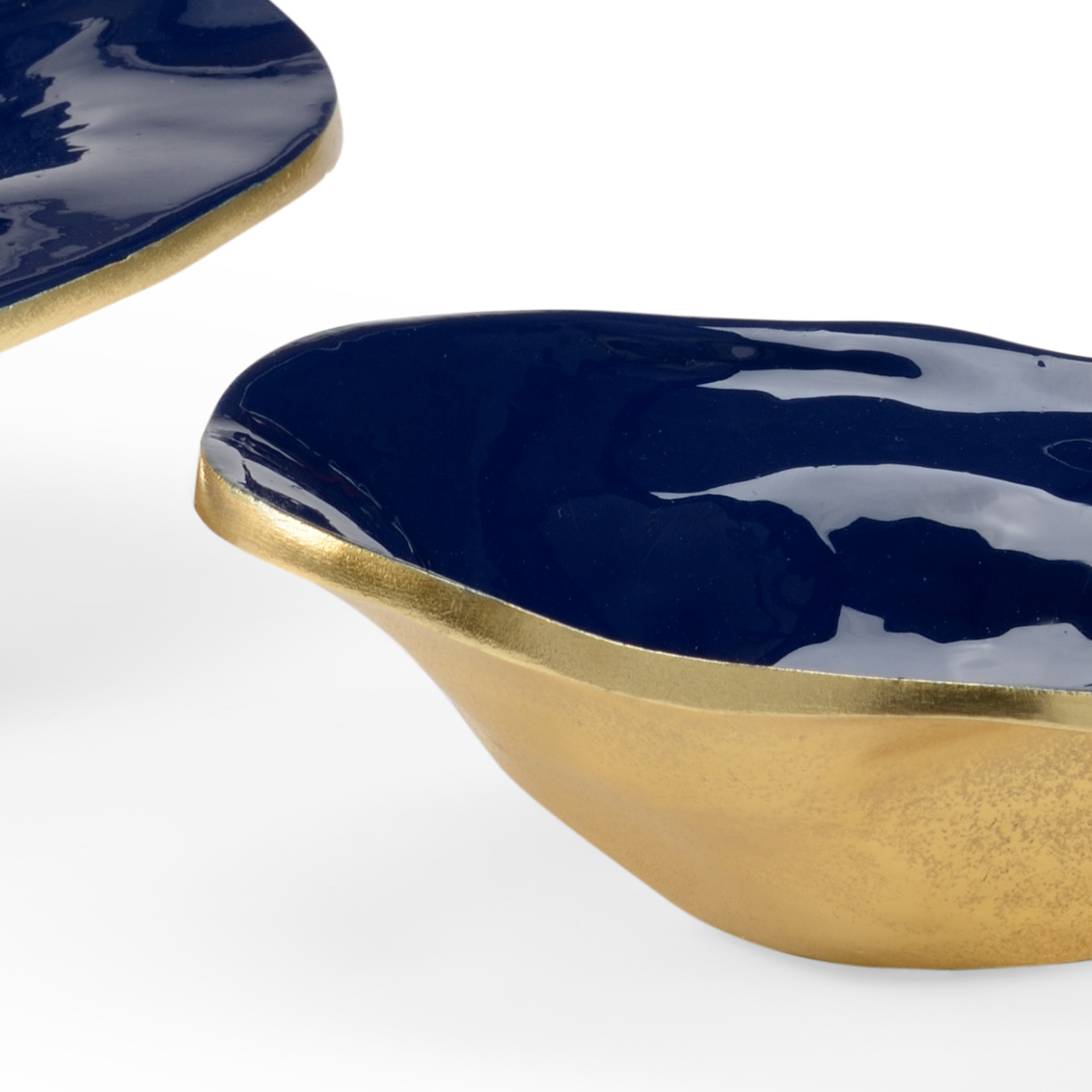 Wildwood - Waving Edge Blue Bowls (S2) in Metallic Gold/Navy, Small