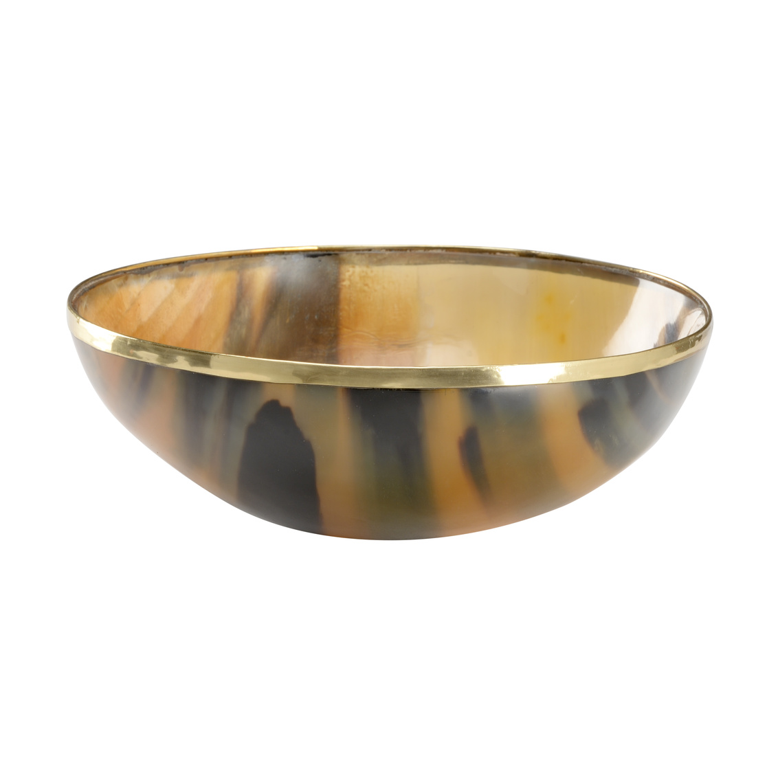 Wildwood Bovidae Round Bowl - Natural/Antique Brass, Small