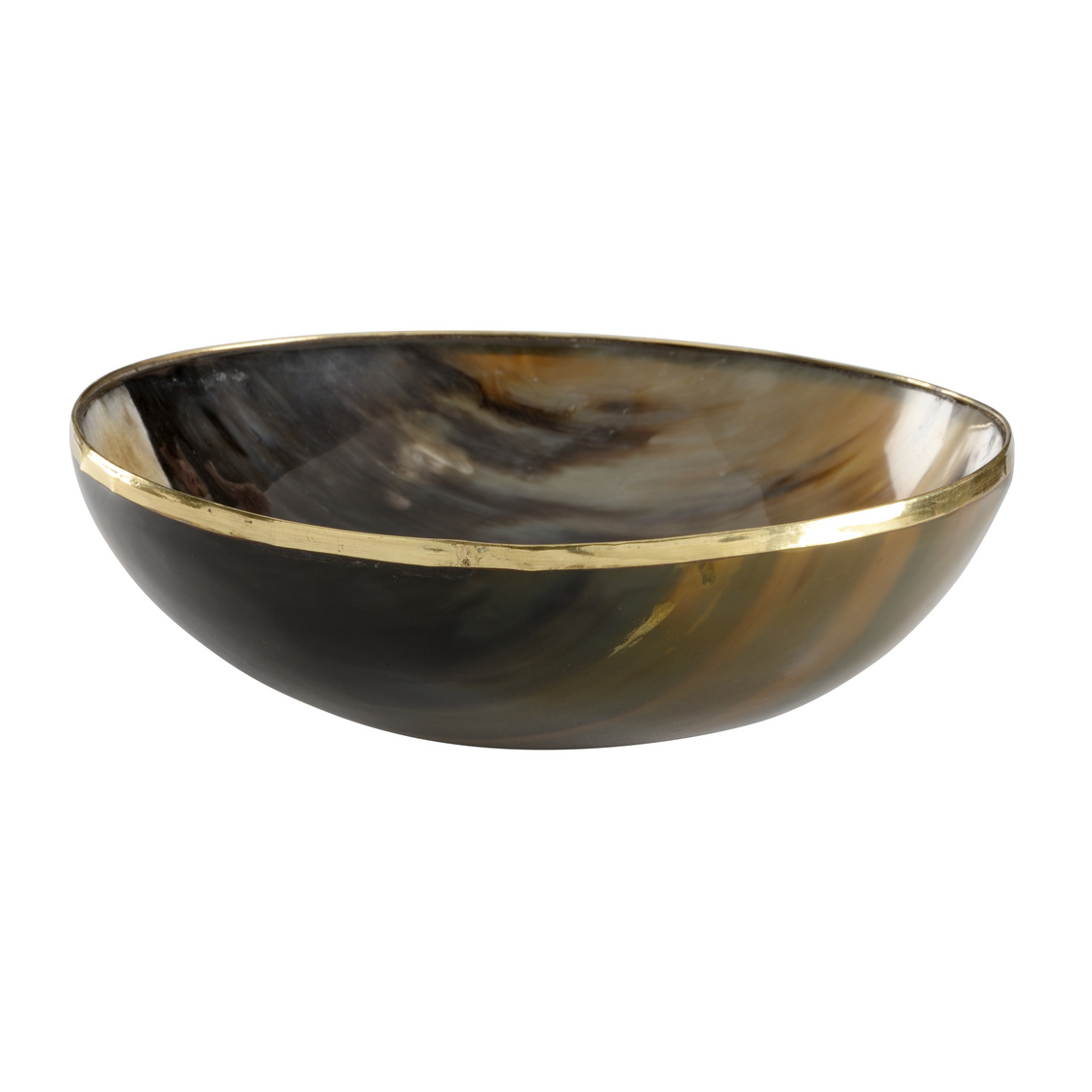 Wildwood Bovidae Round Bowl - Natural/Antique Brass, Large