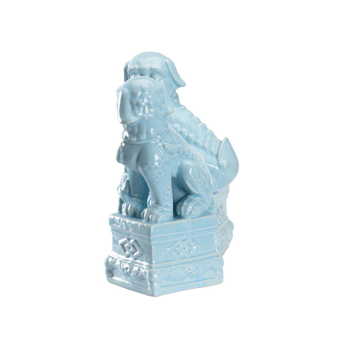 Wildwood - Hawaiian Breeze Foo Dogs (S2) in Light Blue Glaze, Ceramic/Porcelain