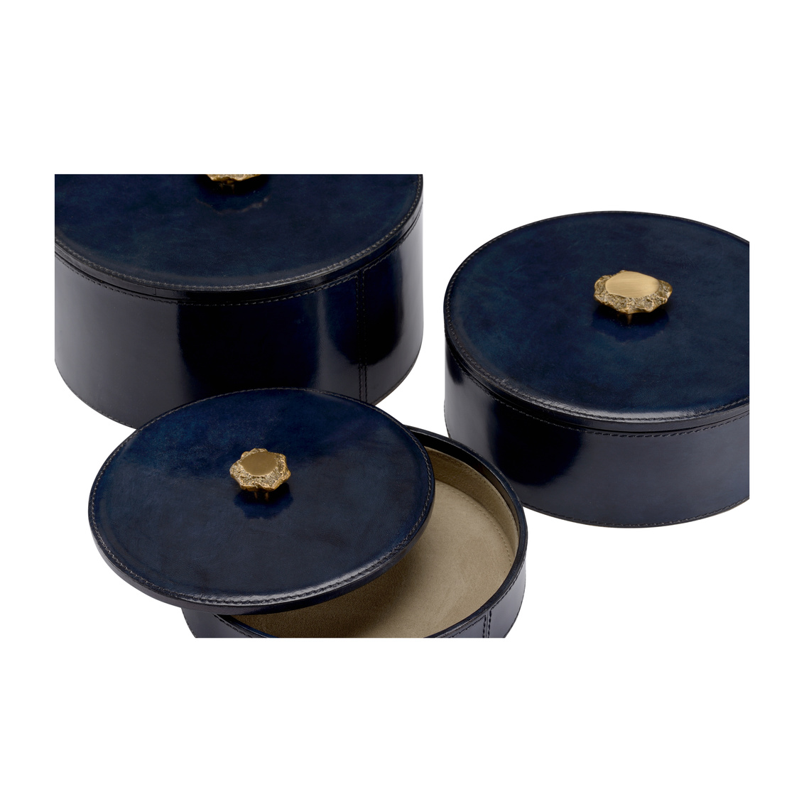 Wildwood - Aberdeen Boxes (S3) in Blue/Antique Brass, Leather