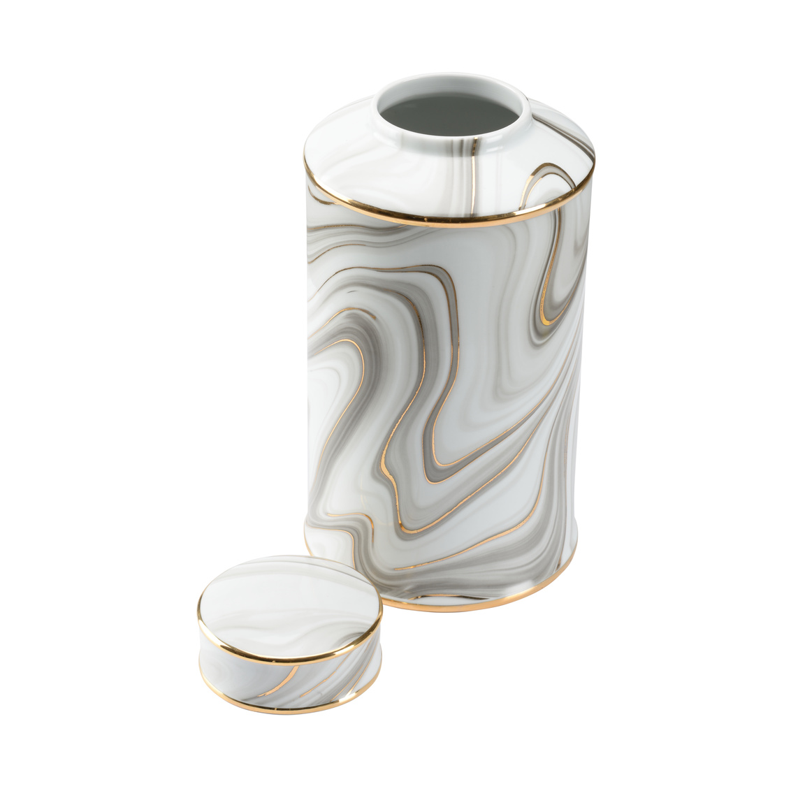 Wildwood Golden Smoke Canister - White Glaze/Smoke Decal/Gold, Large