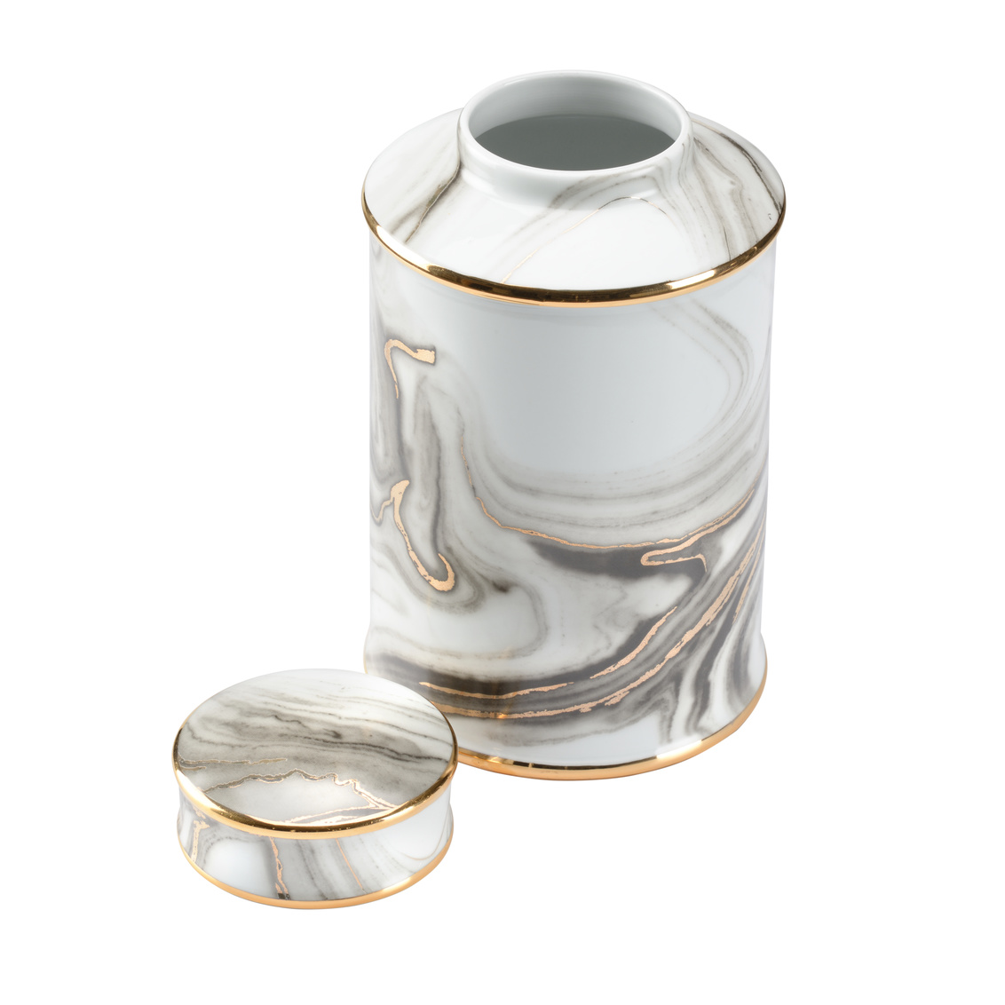 Wildwood Golden Smoke Canister - White Glaze/Smoke Decal/Gold, Small