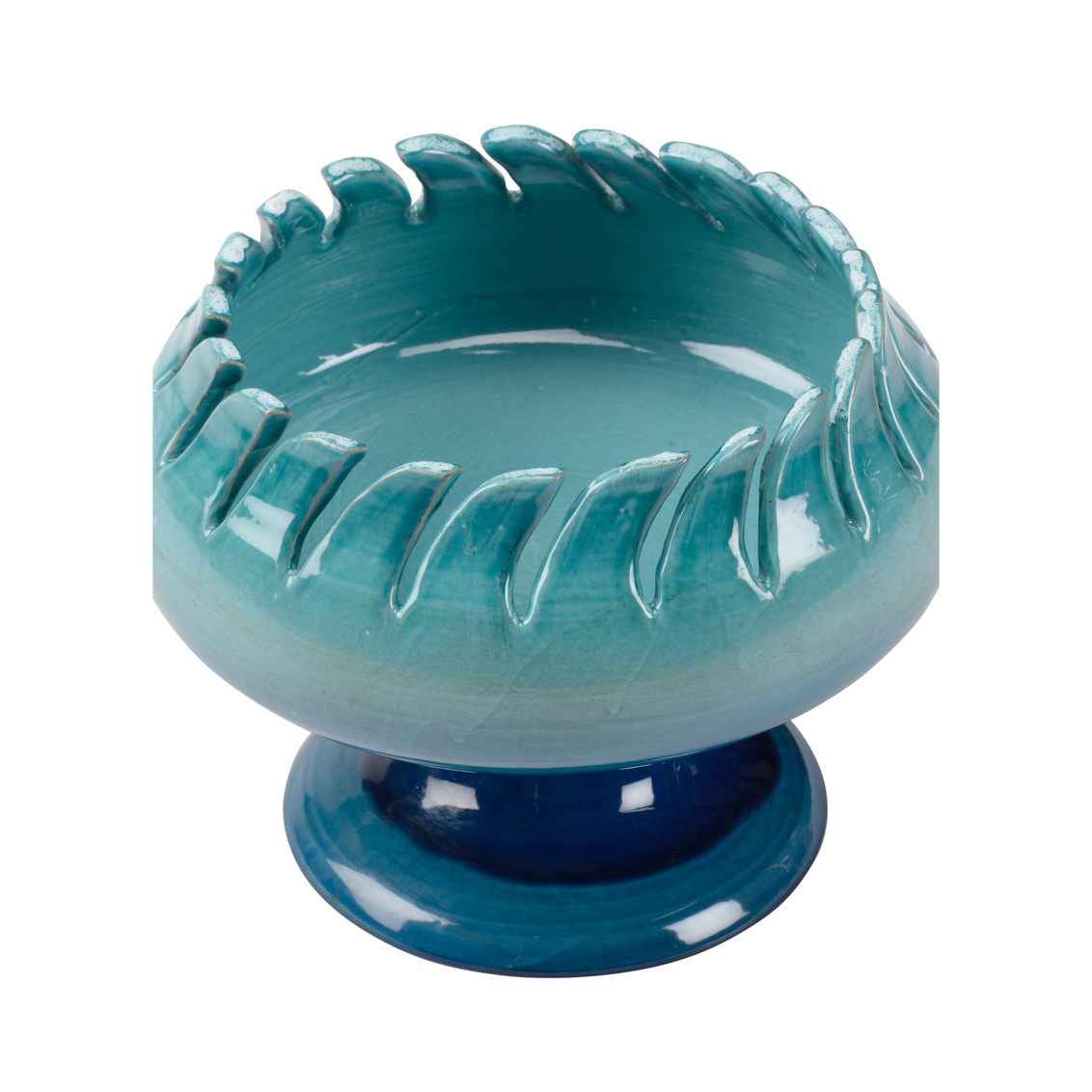 Wildwood - Como Compote in Blue/Turquoise Glaze, Ceramic/Porcelain