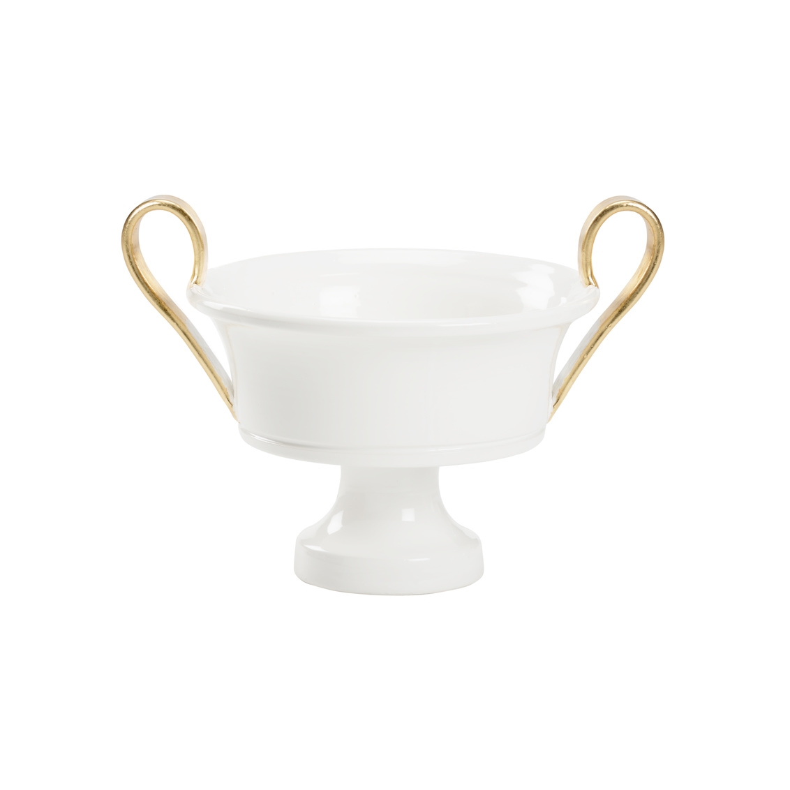 Wildwood - Donatella Compote in White Glaze/Gold Leaf, Ceramic/Porcelain