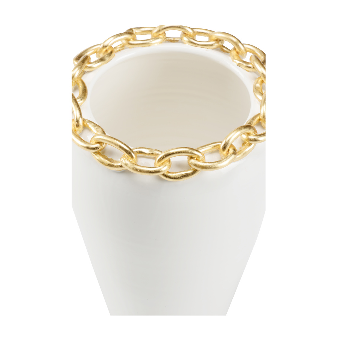 Wildwood - Shackleford Vase in White Glaze/Gold Leaf, Small