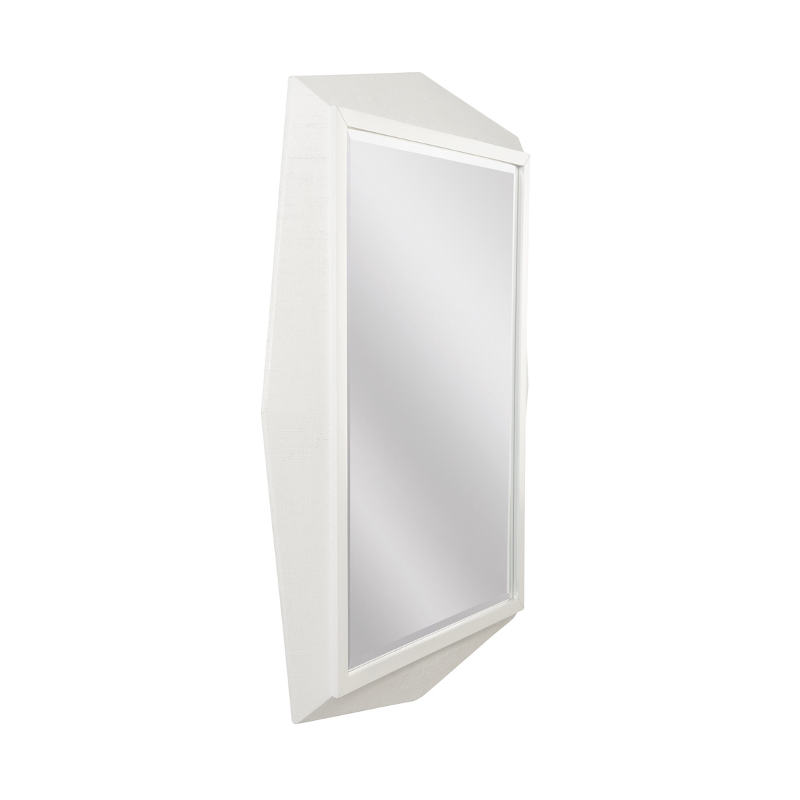 Wildwood - Maria Mirror in White/Clear/Beveled, Wood/Raffia/Mirror