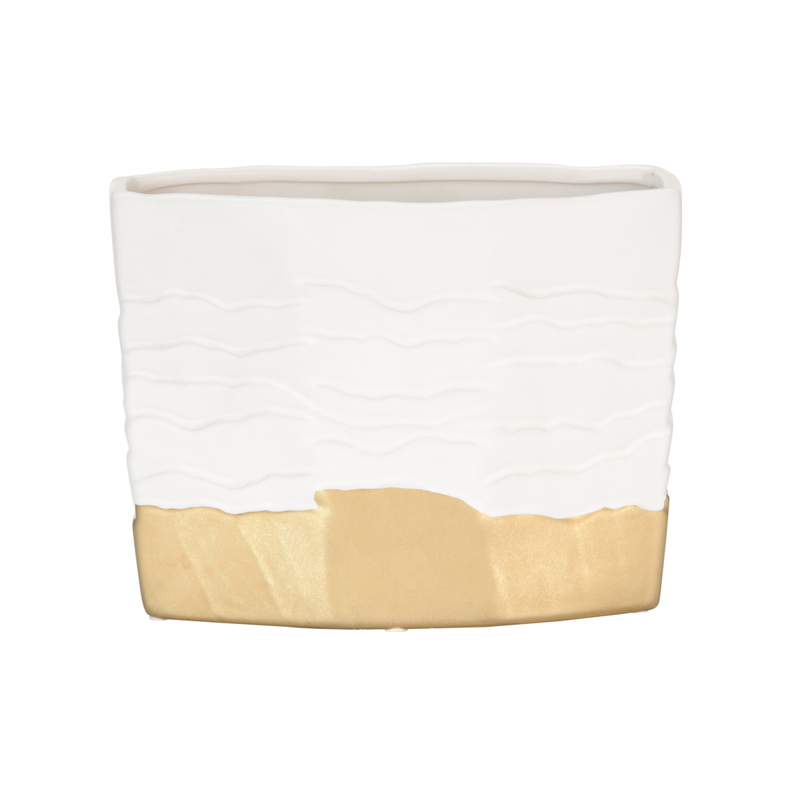 Wildwood - Orla Vase in Matte White/Metallic Gold, Ceramic/Porcelain