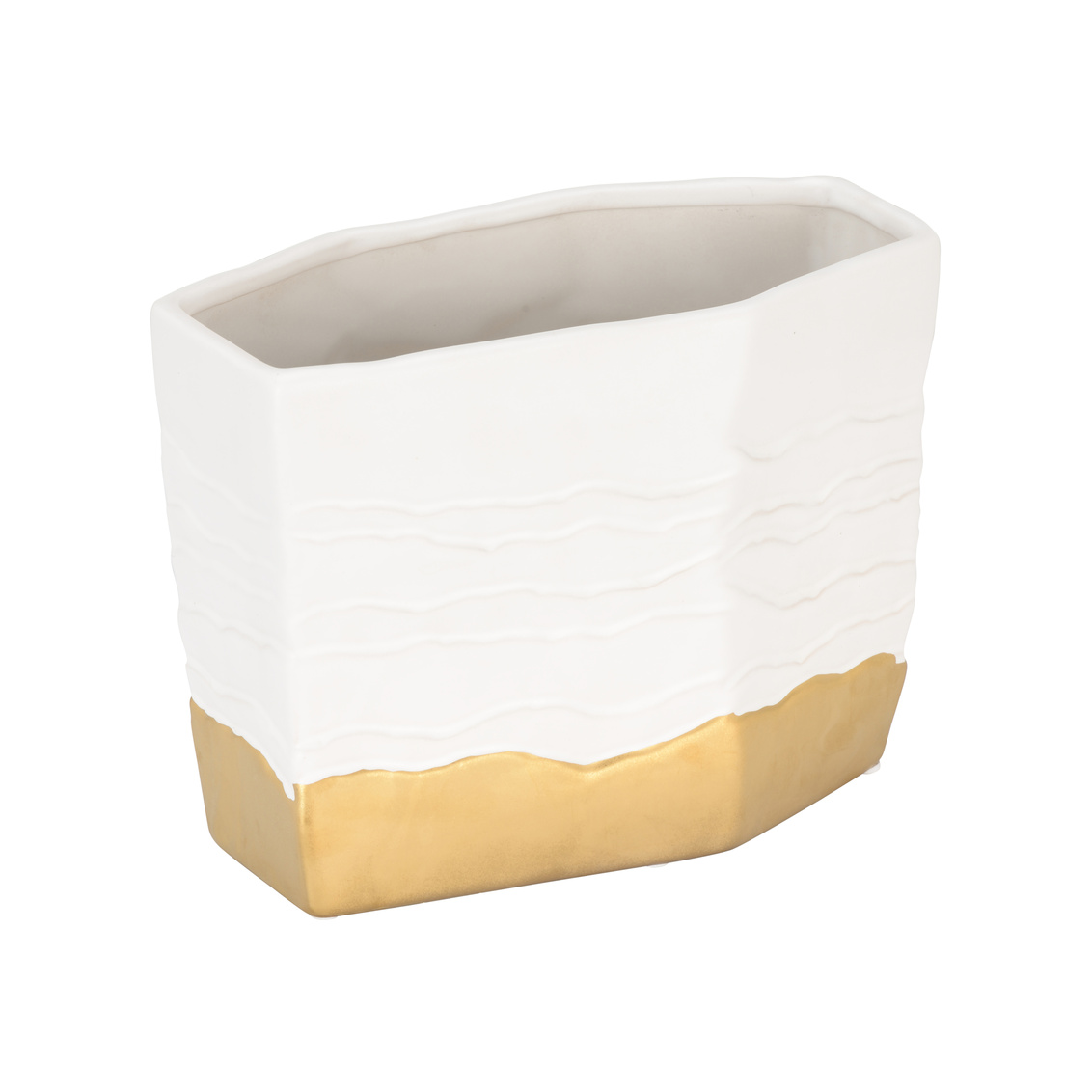 Wildwood - Orla Vase in Matte White/Metallic Gold, Ceramic/Porcelain