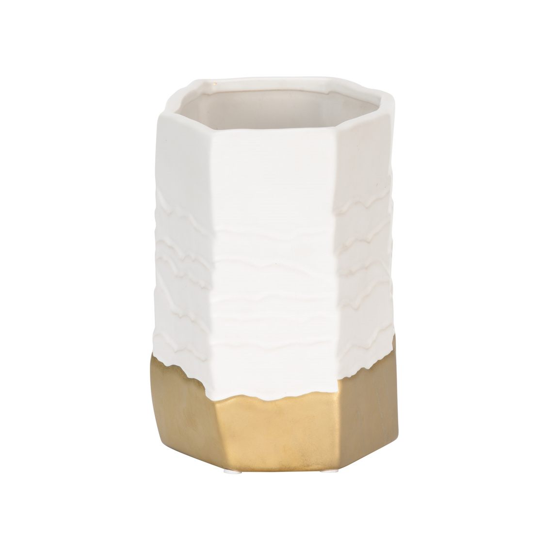 Wildwood - Orla Vase in Matte White/Metallic Gold, Ceramic/Porcelain