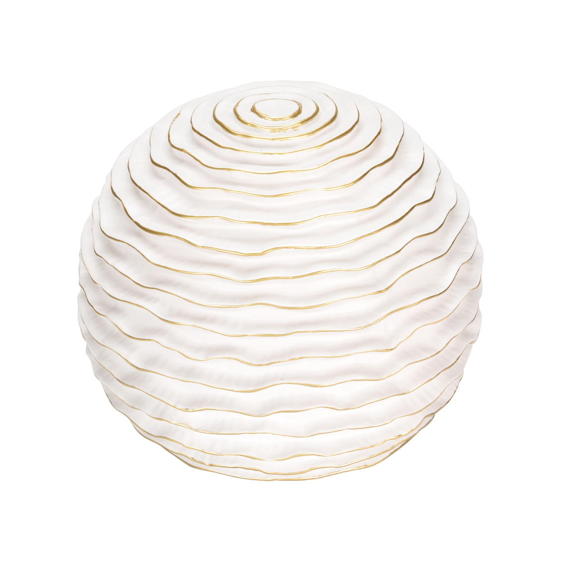 Wildwood - Elio Orb in Matte White/Metallic Gold, Ceramic/Porcelain