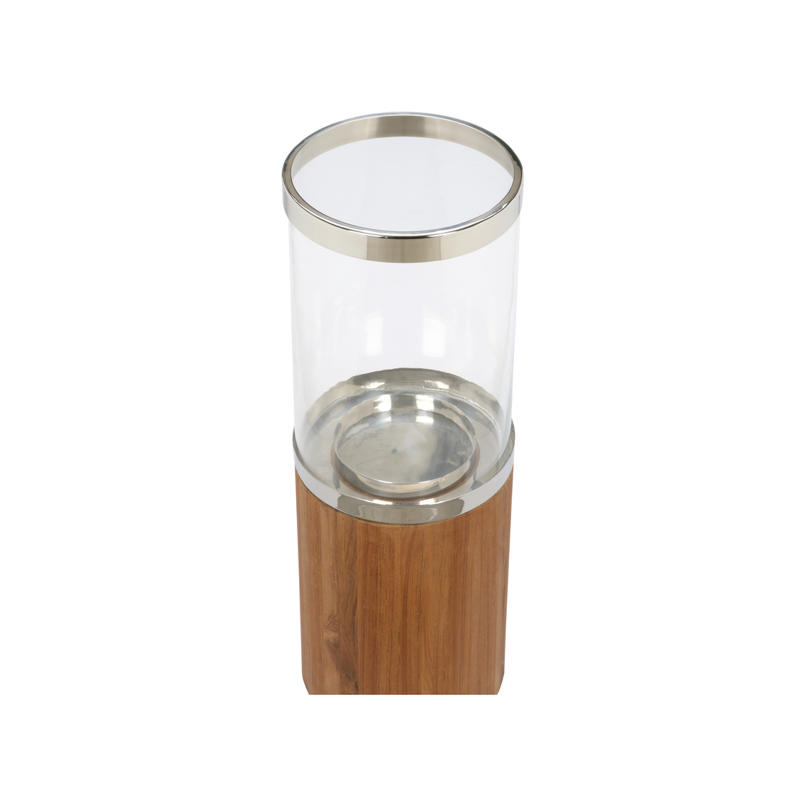 Wildwood Muskoka Small Candle Holder - Natural/Polished Nickel/Clear