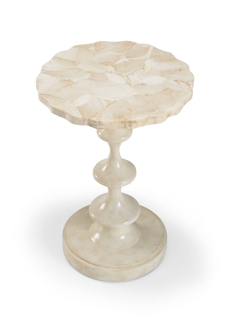 Wildwood - Nyah Table in Clamstone/Faux Shell, Shell/Wood