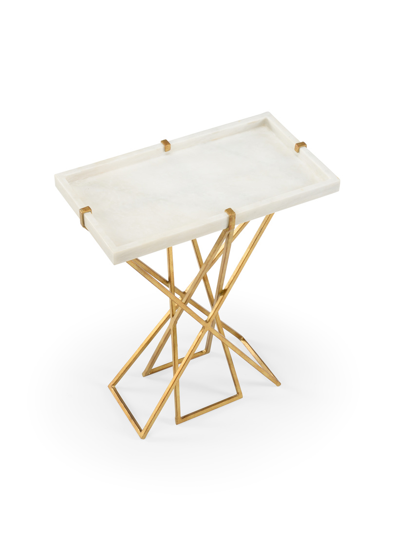 Wildwood - Xavier Table in Natural White/Gold, Stone