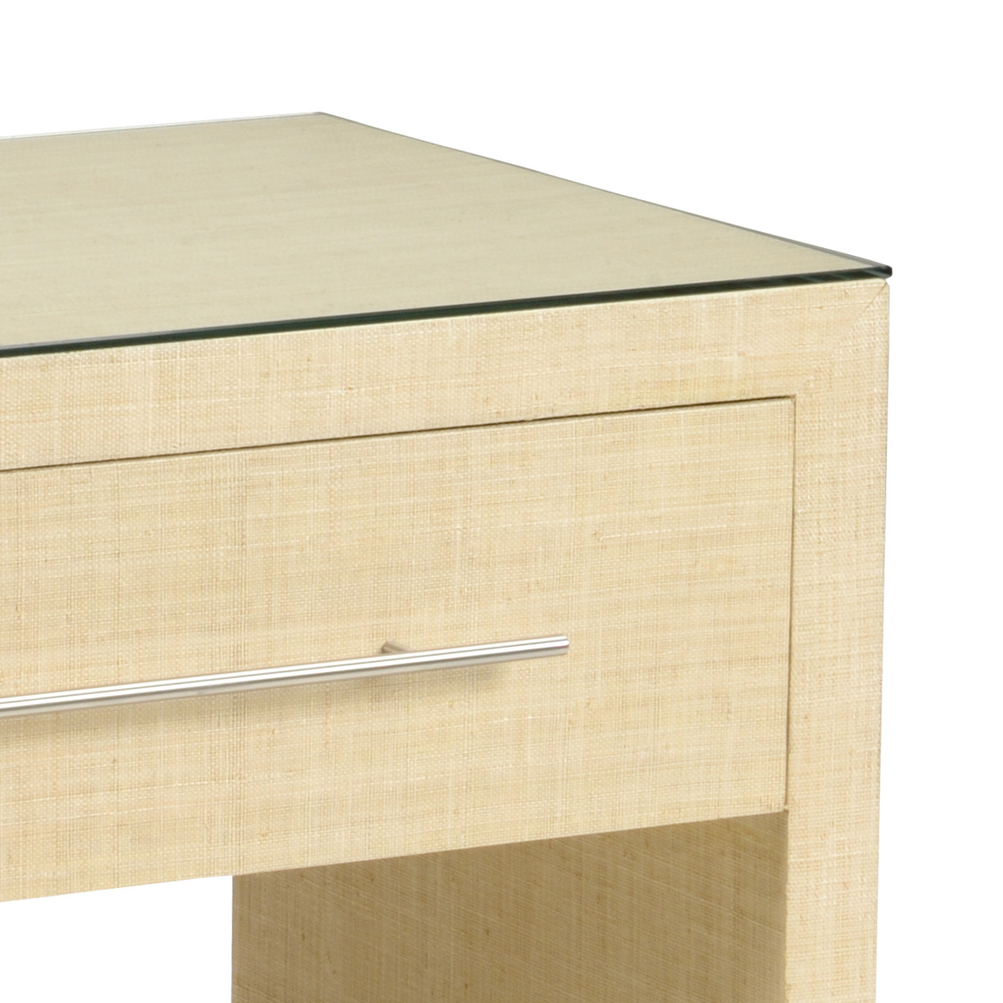 Wildwood - Hazel Bedside Table in Natural/Clear/Brushed Nickel, Abaca