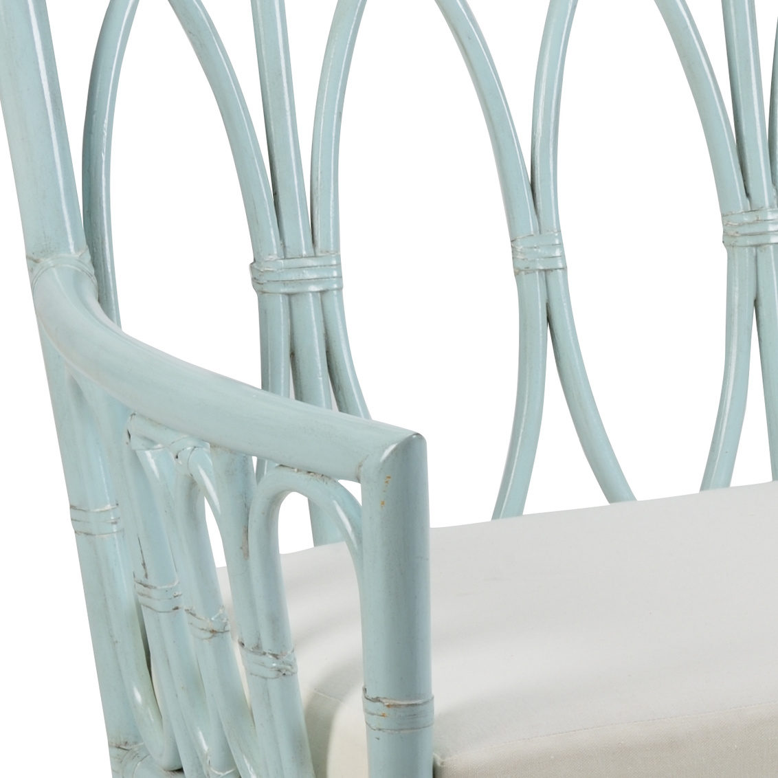 Wildwood - Camilla Settee in Mint/Off White, Rattan