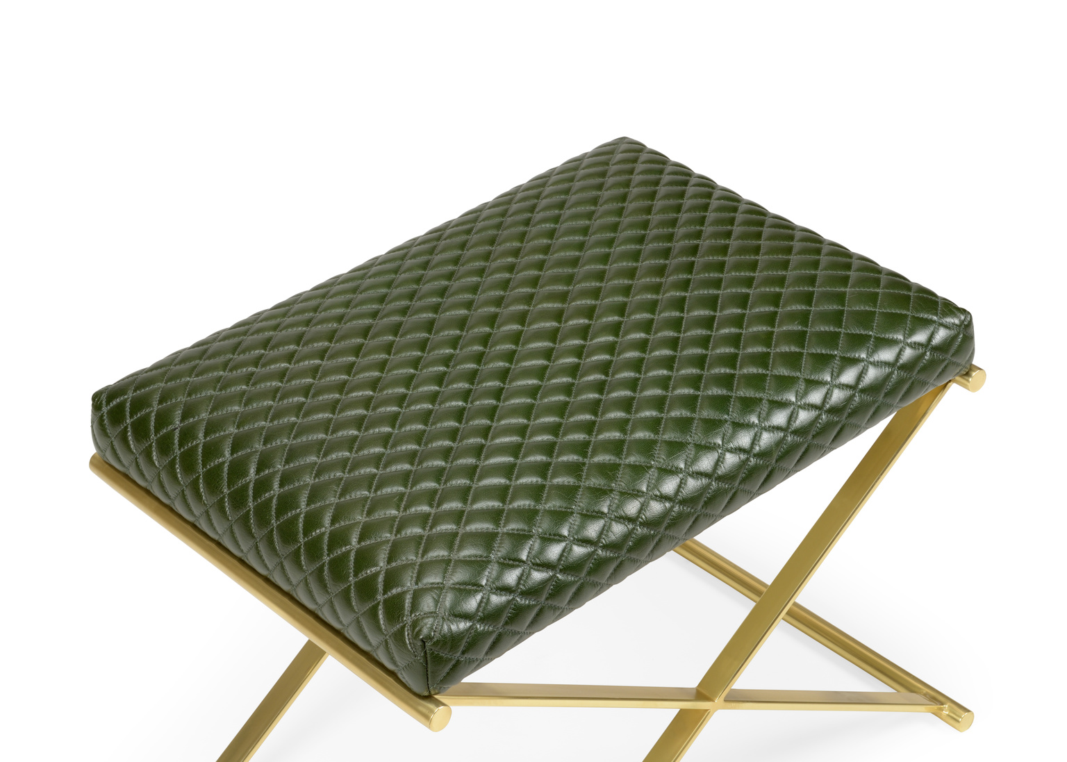 Whiteline Garrett Leather Stool in Dark Green