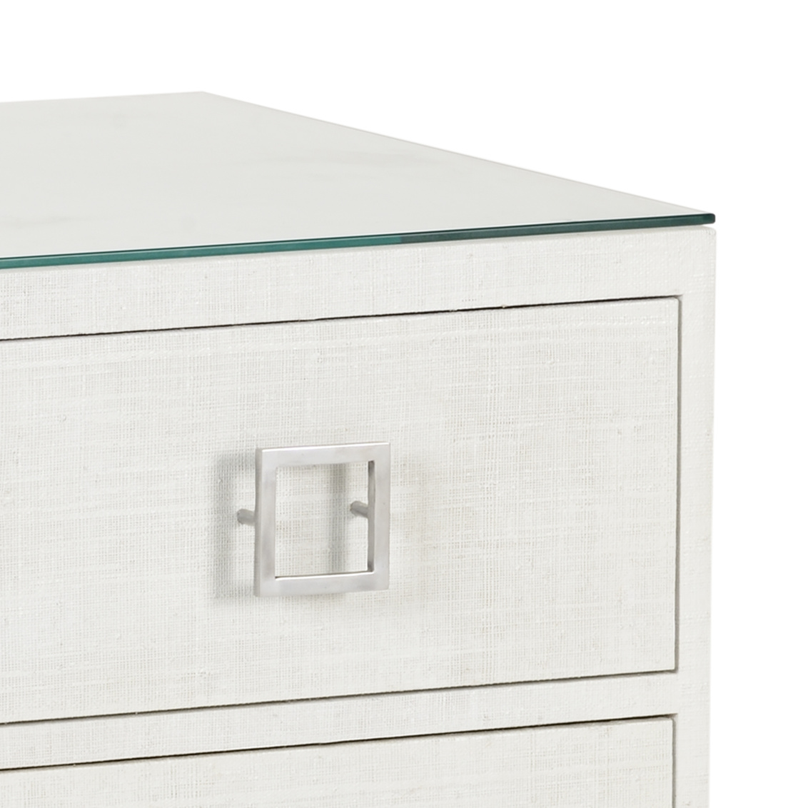 Wildwood - Whiteout Chest in White Rattan/Clear/Brushed Nickel, Wood