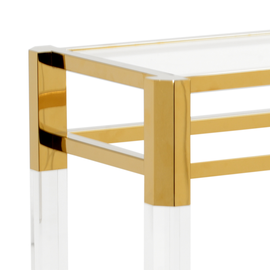 Wildwood - Cranston Console in Clear/Polished Brass/Clear, Large