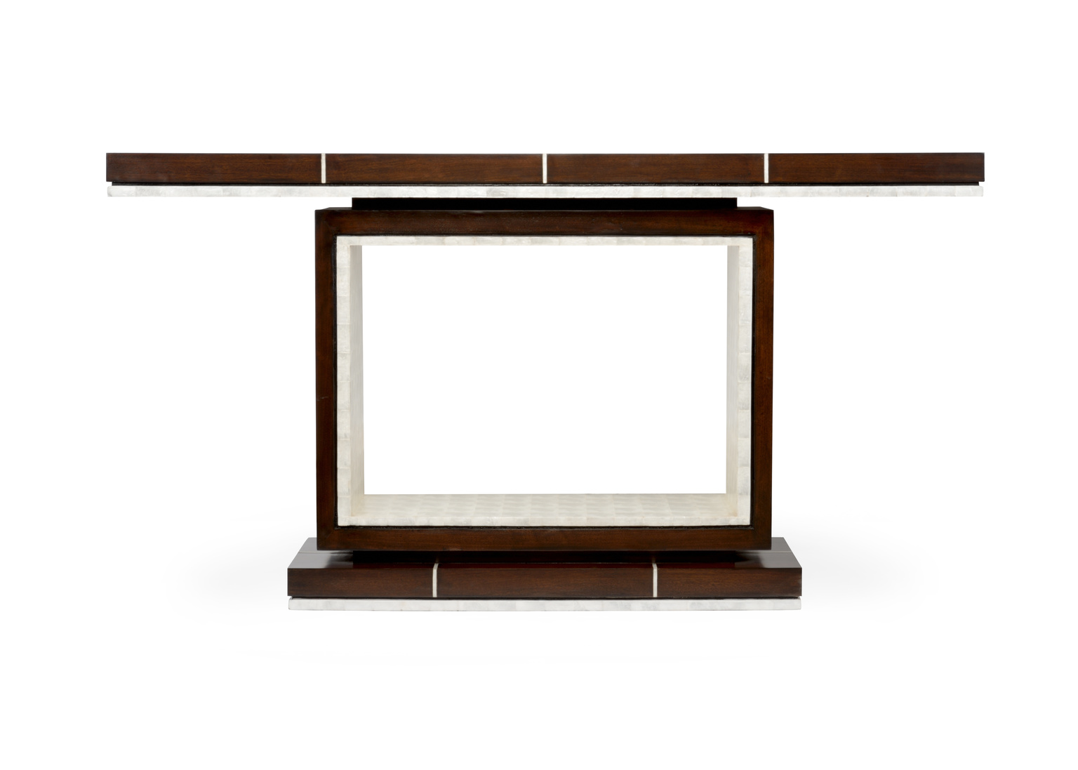 Wildwood - Shelldon Console in Dark Mahogany/Natural White, Wood