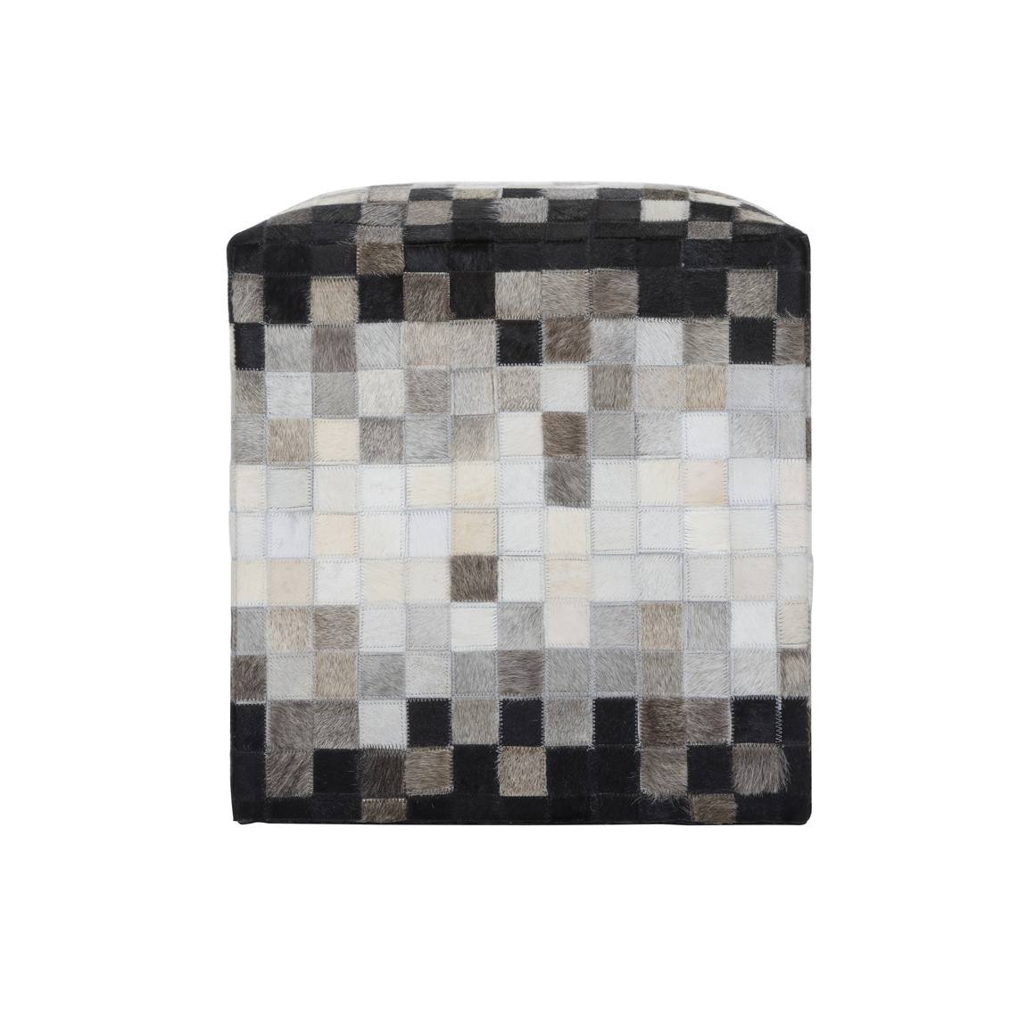 Wildwood - Fair And Square Pouf in White/Black/Brown, Large