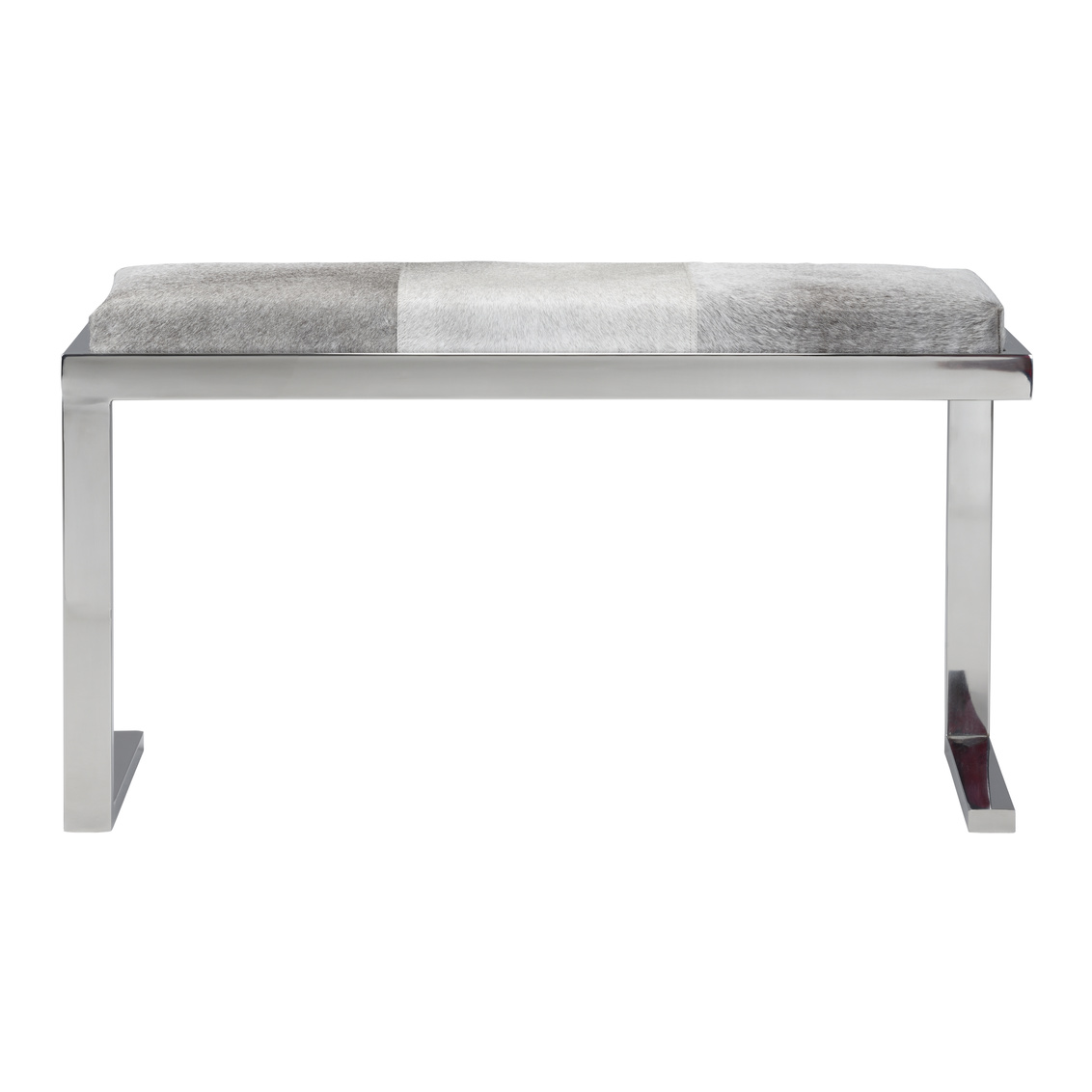 Wildwood - Steel Horse Bench in Gray/Polished Nickel, Leather