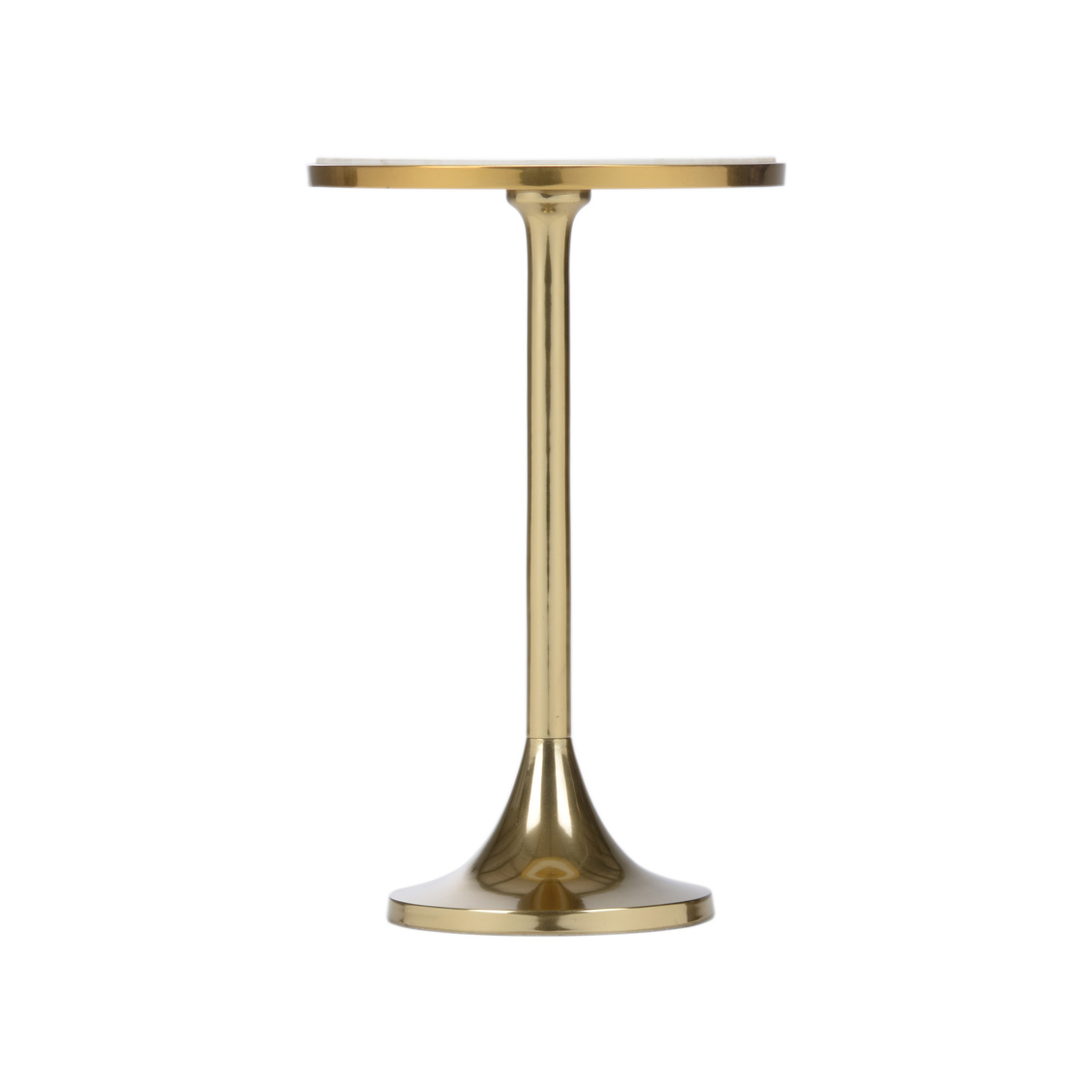 Wildwood - Mariah Marble Side Table in Polished Brass/Natural White, Metal